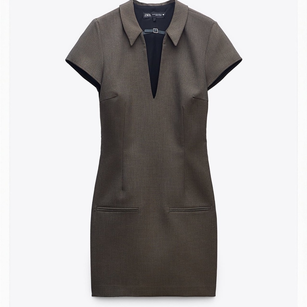 Zara Plaid Mini Dress Dark Brown XS